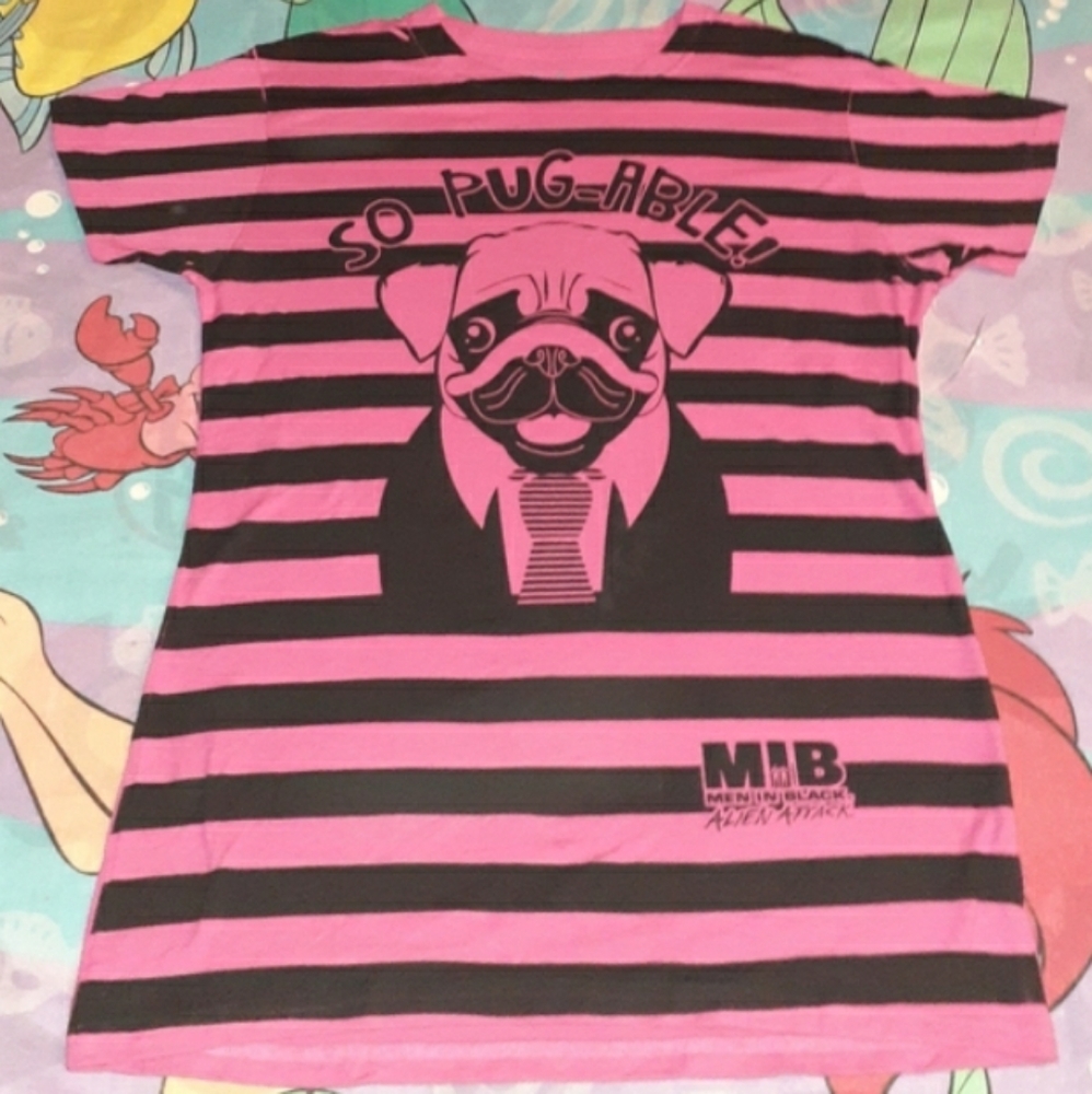 New Men In Black Frank The Pug Dog Shirt Vintage Movie Tee